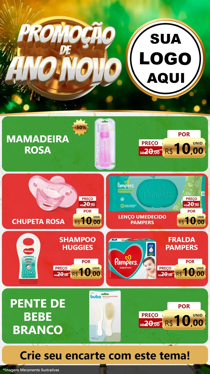 Modelo de TV para TV Vertical com o tema Promoção de Ano Novo para Bebês