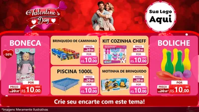 Modelo de TV para TV Horizontal com o tema Valentine's Day para Brinquedos