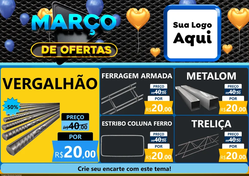 Modelo de Encarte para Encarte A4 Horizontal com o tema Março de Ofertas para Ferragens