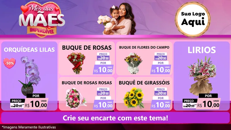 Modelo de TV para TV Horizontal com o tema Mês das Mães Imperdível para Floricultura e jardim
