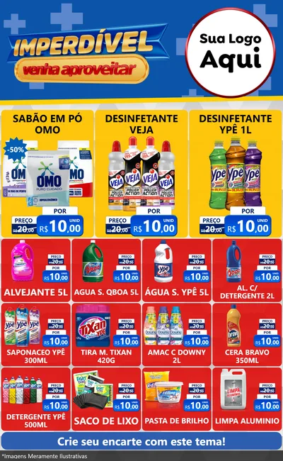 Modelo de Encarte para Encarte Grande com o tema Imperdível para Produtos de Limpeza