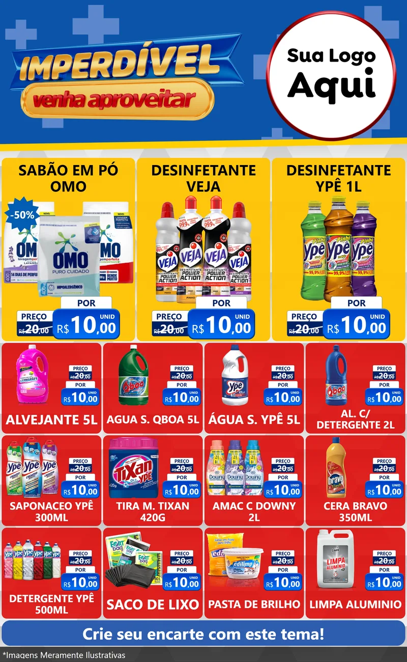 Modelo de Encarte para Encarte Grande com o tema Imperdível para Produtos de Limpeza