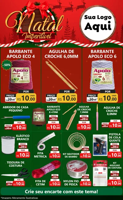Modelo de Encarte para Encarte Grande com o tema Natal Imperdível para Armarinho e Aviamentos