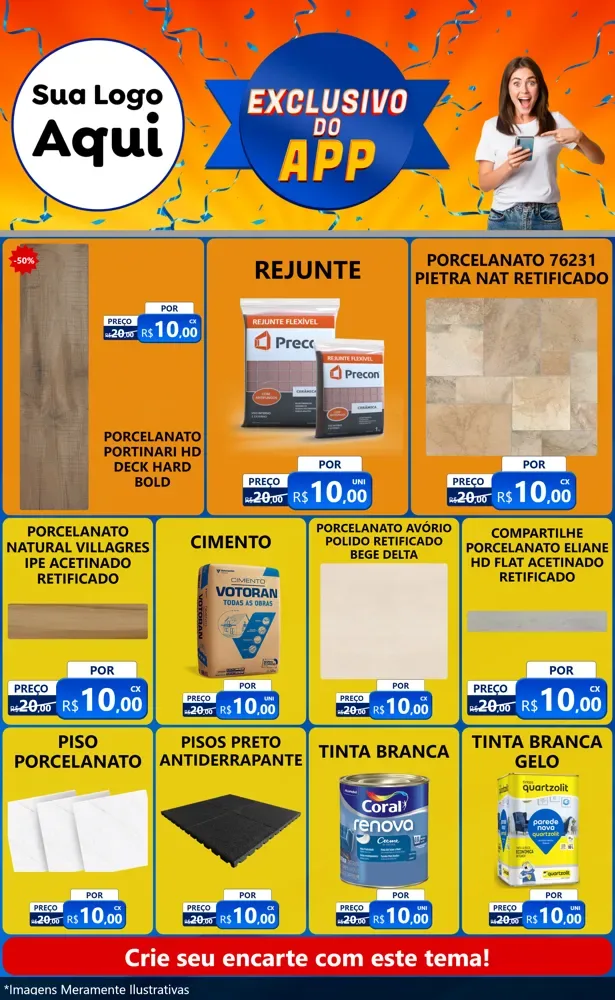 Modelo de Encarte para Encarte Grande com o tema Exclusivo do Aplicativo para Pisos e revestimentos