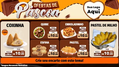Modelo de TV para TV Horizontal com o tema Ofertas de Páscoa para Salgadaria