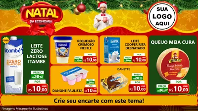 Modelo de TV para TV Horizontal com o tema Natal da Economia para Frios e Laticínios