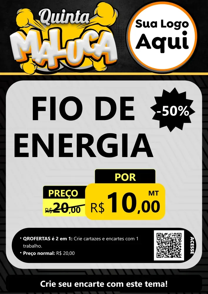 Modelo de Cartaz para Cartaz A4 Vertical com o tema Quinta Maluca para Materiais Elétricos
