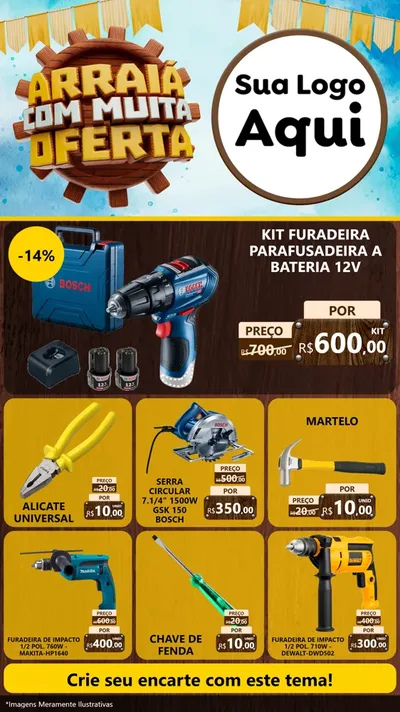 Modelo de Rede Social para Stories com o tema Ofertas de São João - Junina para Maquinas e Ferramentas