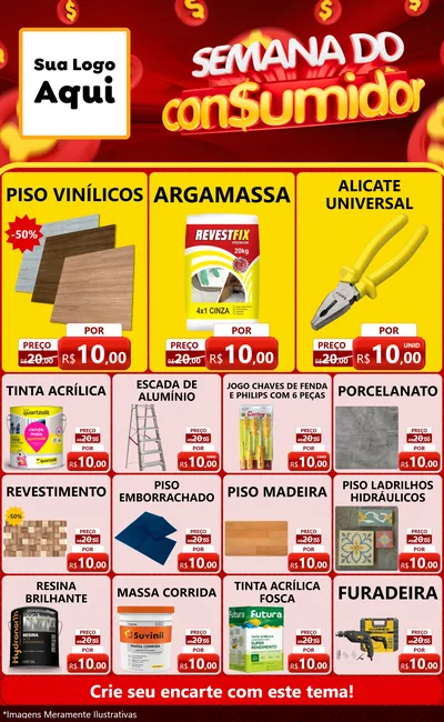 Modelo de Encarte para Encarte Grande com o tema Semana do Consumidor para Material para Construção