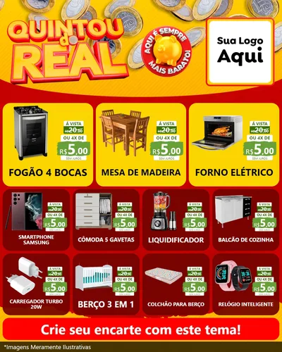 Modelo de Rede Social para Feed Instagram com o tema Quintou do Real para Móveis e Eletro