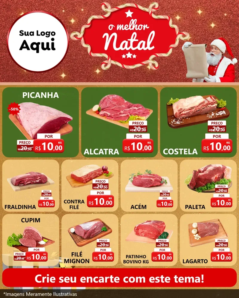 Modelo de Rede Social para Feed Instagram com o tema O Melhor Natal para Açougue