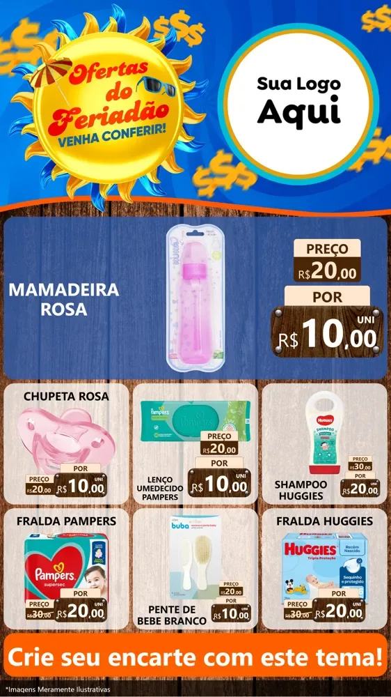 Modelo de Rede Social para Stories com o tema Ofertas do Feriadão para Bebês