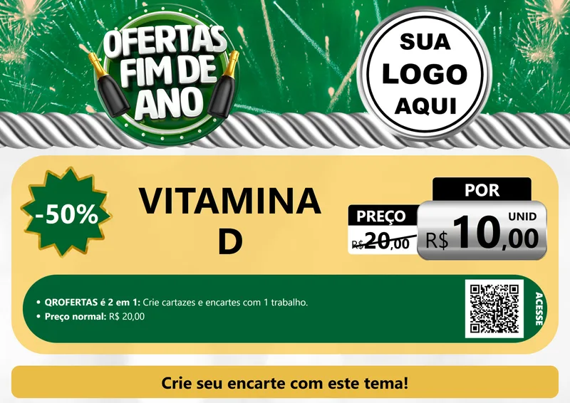 Modelo de Cartaz para Cartaz A4 Horizontal com o tema Ofertas Fim de Ano para Farmácia