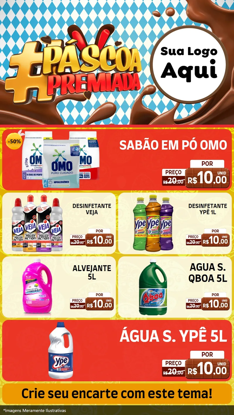 Modelo de TV para TV Vertical com o tema Páscoa Premiada para Produtos de Limpeza