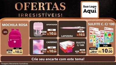 Modelo de TV para TV Horizontal com o tema Ofertas Irresistíveis! para Papelaria