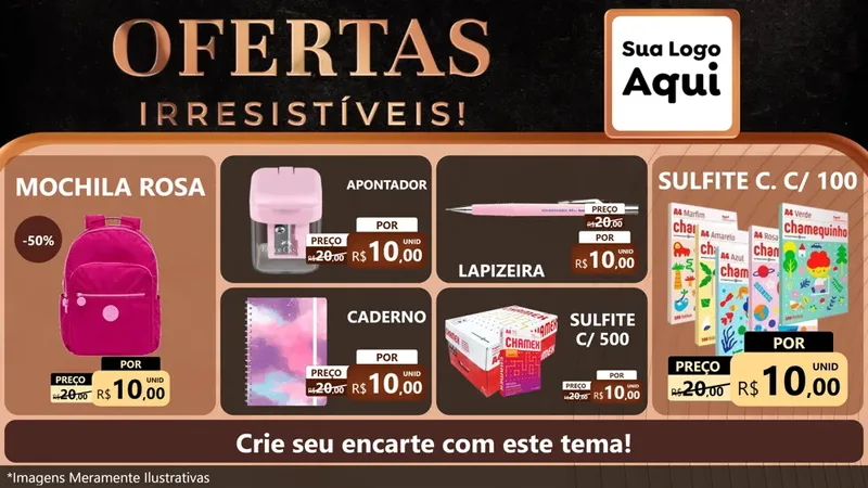 Modelo de TV para TV Horizontal com o tema Ofertas Irresistíveis! para Papelaria