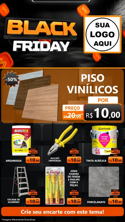 Modelo de Rede Social para Stories com o tema Black Friday para Material para Construção