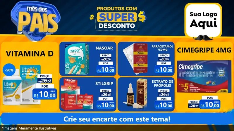 Modelo de TV para TV Horizontal com o tema Mês dos Pais para Farmácia