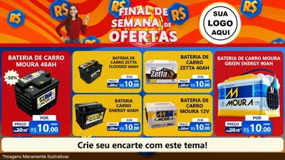 Modelo de TV para TV Horizontal com o tema Final de Semana de Ofertas para Baterias Elétricas