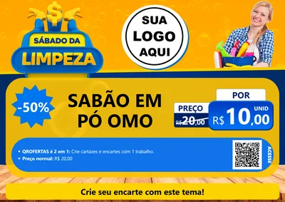 Modelo de Cartaz para Cartaz A4 Horizontal com o tema Sábado da Limpeza para Produtos de Limpeza