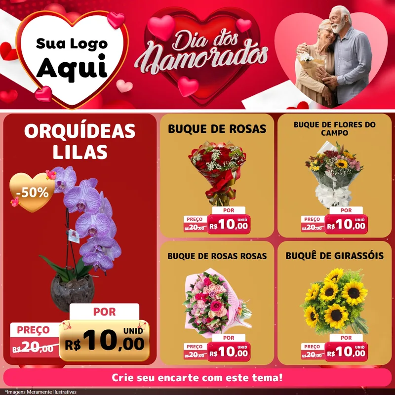 Modelo de Rede Social para Feed Facebook com o tema Dia Dos Namorados para Floricultura e jardim