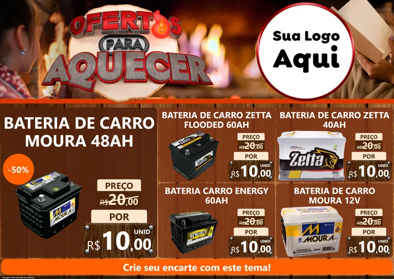 Modelo de Encarte para Encarte A4 Horizontal com o tema Ofertas Para Aquecer para Baterias Elétricas