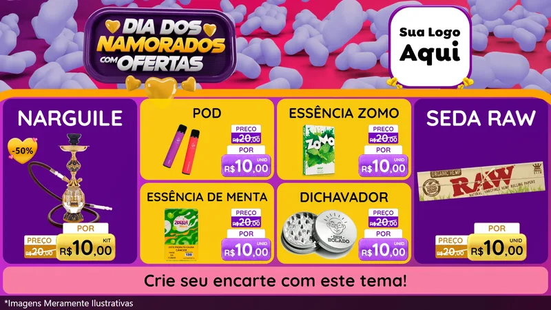 Modelo de TV para TV Horizontal com o tema Dia Dos Namorados Com Ofertas para Tabacaria