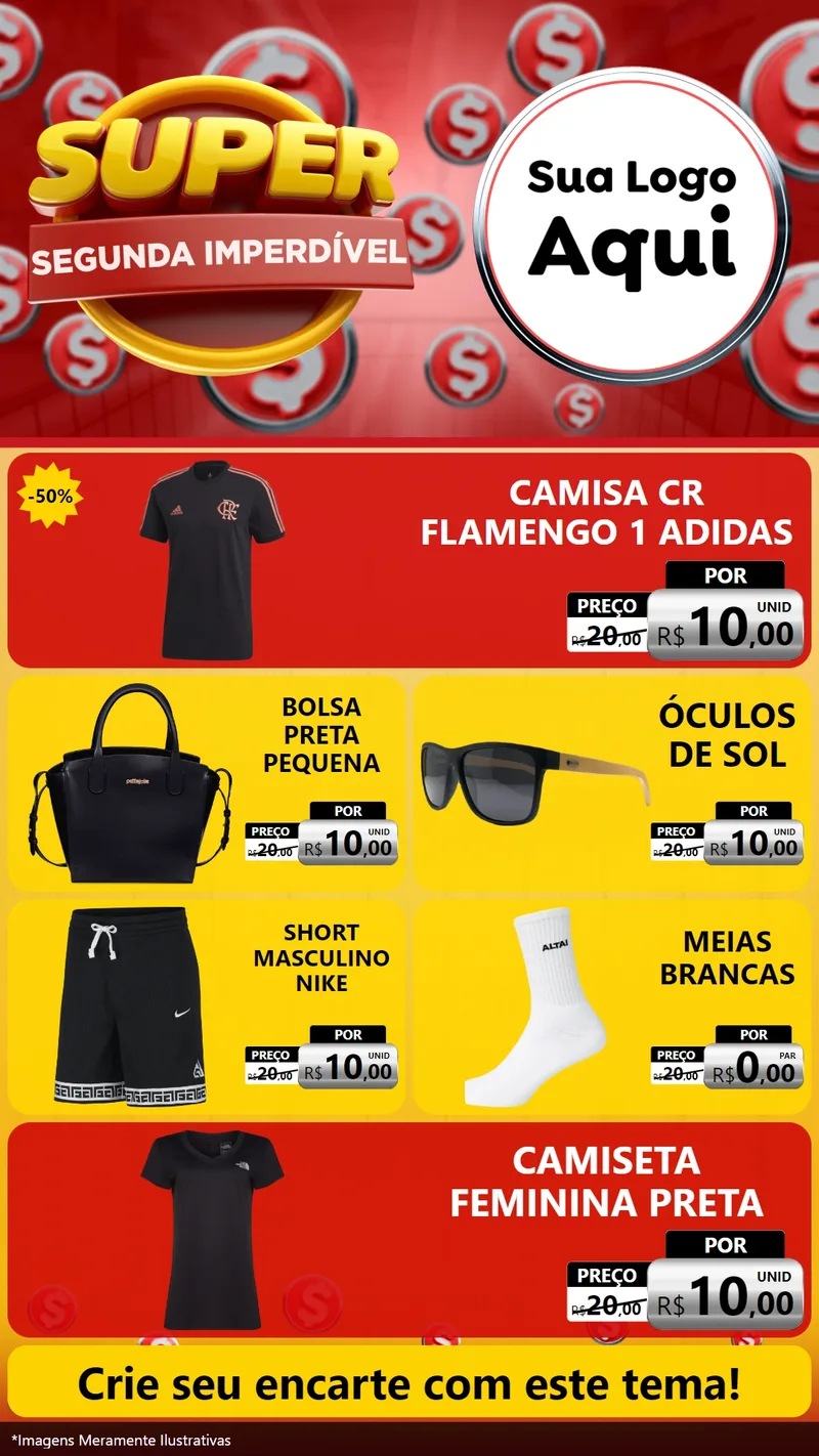 Modelo de TV para TV Vertical com o tema Super Segunda Imperdível para Roupas e acessórios