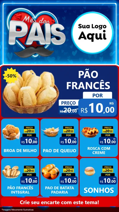 Modelo de Rede Social para Stories com o tema Mês Dos Pais para Padaria