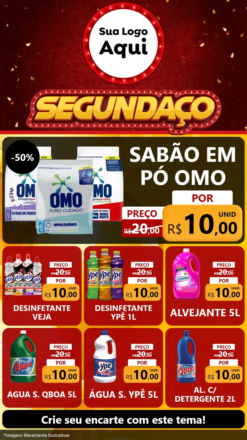 Modelo de Rede Social para Stories com o tema Segundaço para Produtos de Limpeza