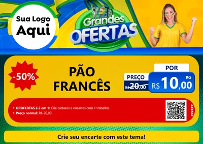 Modelo de Cartaz para Cartaz A4 Horizontal com o tema Grandes Ofertas para Padaria