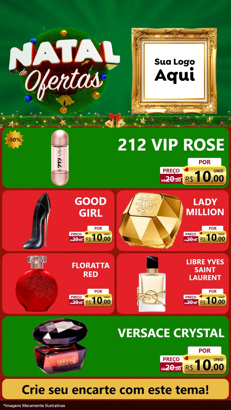 Modelo de TV para TV Vertical com o tema Natal de Ofertas para Perfumes