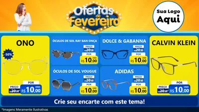 Modelo de TV para TV Horizontal com o tema Ofertas de Fevereiro para Óticas