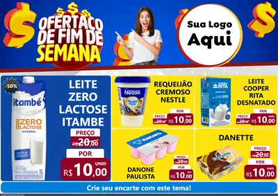 Modelo de Encarte para Encarte A4 Horizontal com o tema Ofertaço de Fim de Semana para Frios e Laticínios