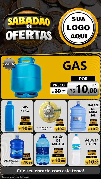 Modelo de Rede Social para Stories com o tema Sabadão de Ofertas para Água e gás