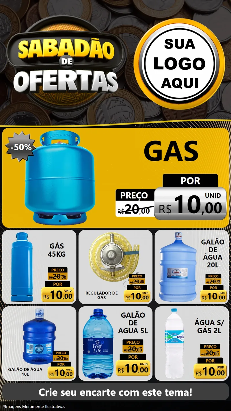 Modelo de Rede Social para Stories com o tema Sabadão de Ofertas para Água e gás