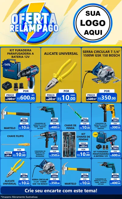 Modelo de Encarte para Encarte Grande com o tema Oferta Relâmpago para Maquinas e Ferramentas