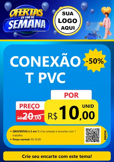 Modelo de Cartaz para Cartaz A4 Vertical com o tema Ofertas de Fim de Semana para Tubos e conexões