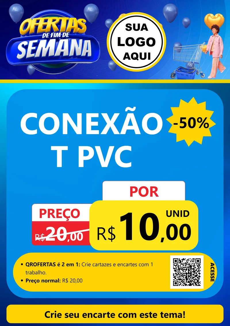 Modelo de Cartaz para Cartaz A4 Vertical com o tema Ofertas de Fim de Semana para Tubos e conexões