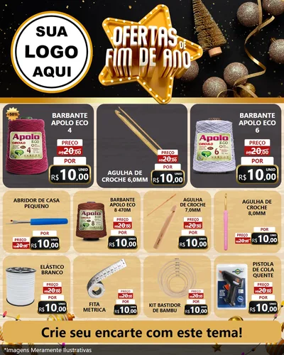 Modelo de Rede Social para Feed Instagram com o tema Ofertas de Fim de Ano para Armarinho e Aviamentos