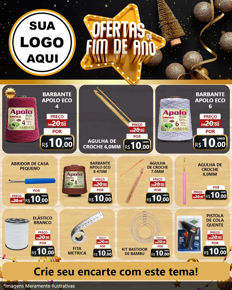Modelo de Rede Social para Feed Instagram com o tema Ofertas de Fim de Ano para Armarinho e Aviamentos