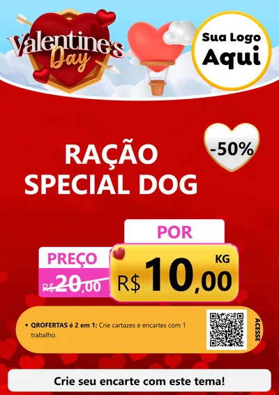 Modelo de Cartaz para Cartaz A4 Vertical com o tema Valentine's Day para Pet Shop