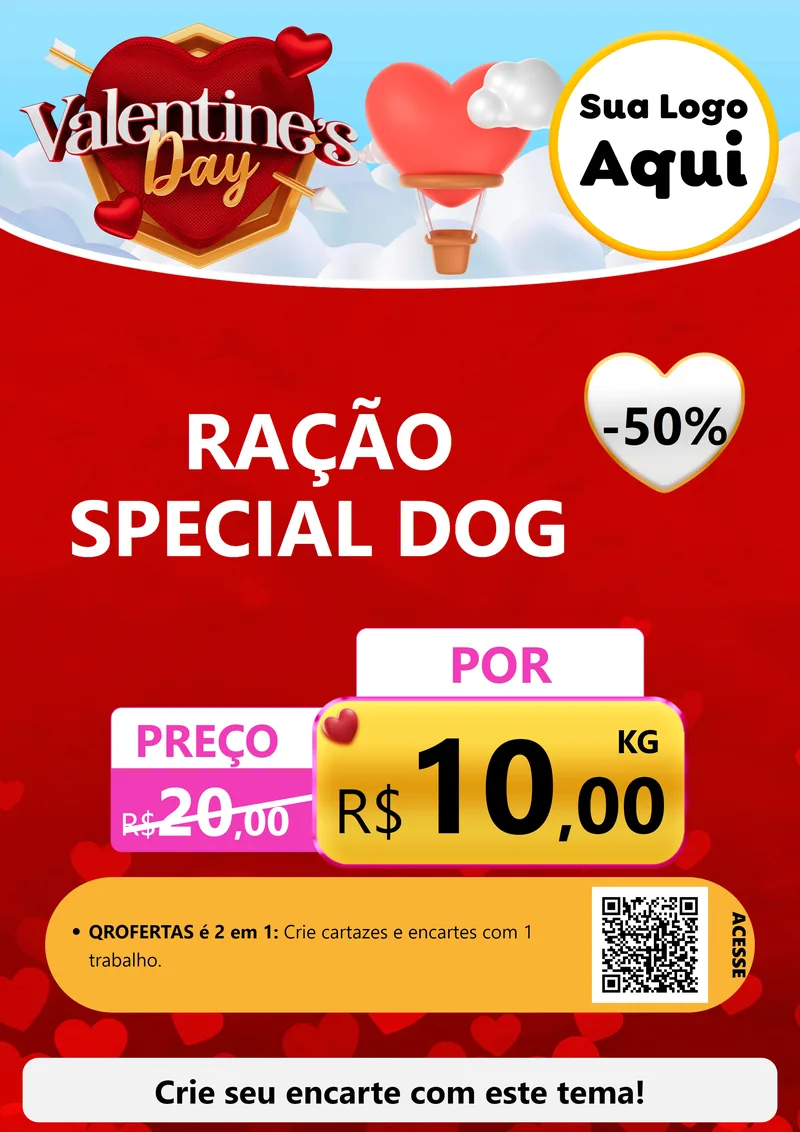Modelo de Cartaz para Cartaz A4 Vertical com o tema Valentine's Day para Pet Shop