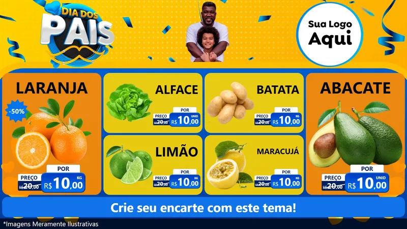 Modelo de TV para TV Horizontal com o tema Dia dos Pais para Hortifrúti