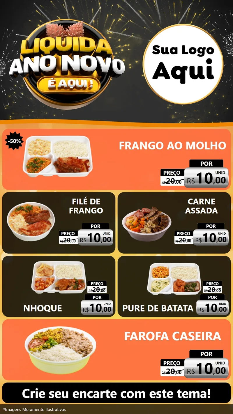Modelo de TV para TV Vertical com o tema Liquida Ano Novo É Aqui! para Restaurante
