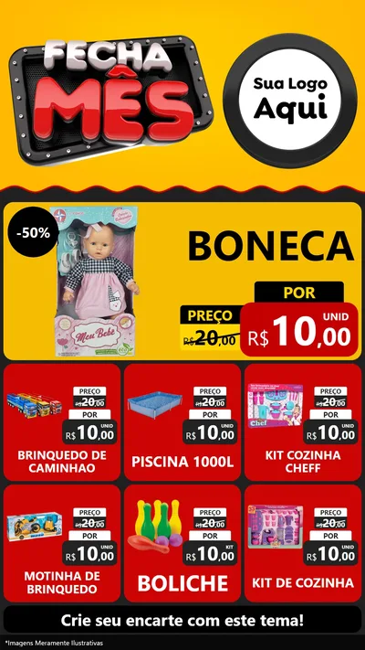 Modelo de Rede Social para Stories com o tema Fecha Mês para Brinquedos
