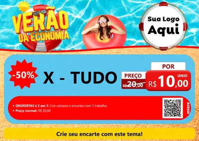 Modelo de Cartaz para Cartaz A4 Horizontal com o tema Verão da Economia para Hamburgueria
