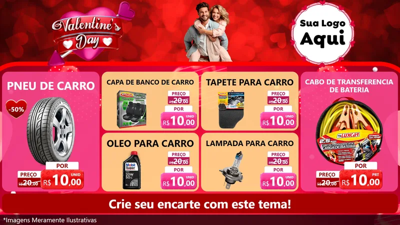 Modelo de TV para TV Horizontal com o tema Valentine's Day para Auto peças