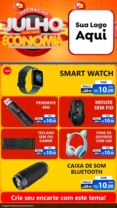 Modelo de TV para TV Vertical com o tema Operação Julho Com Mais Economia para Informática