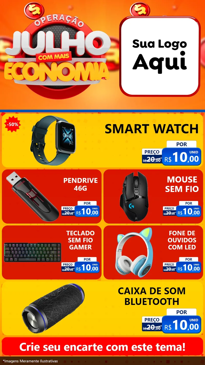 Modelo de TV para TV Vertical com o tema Operação Julho Com Mais Economia para Informática